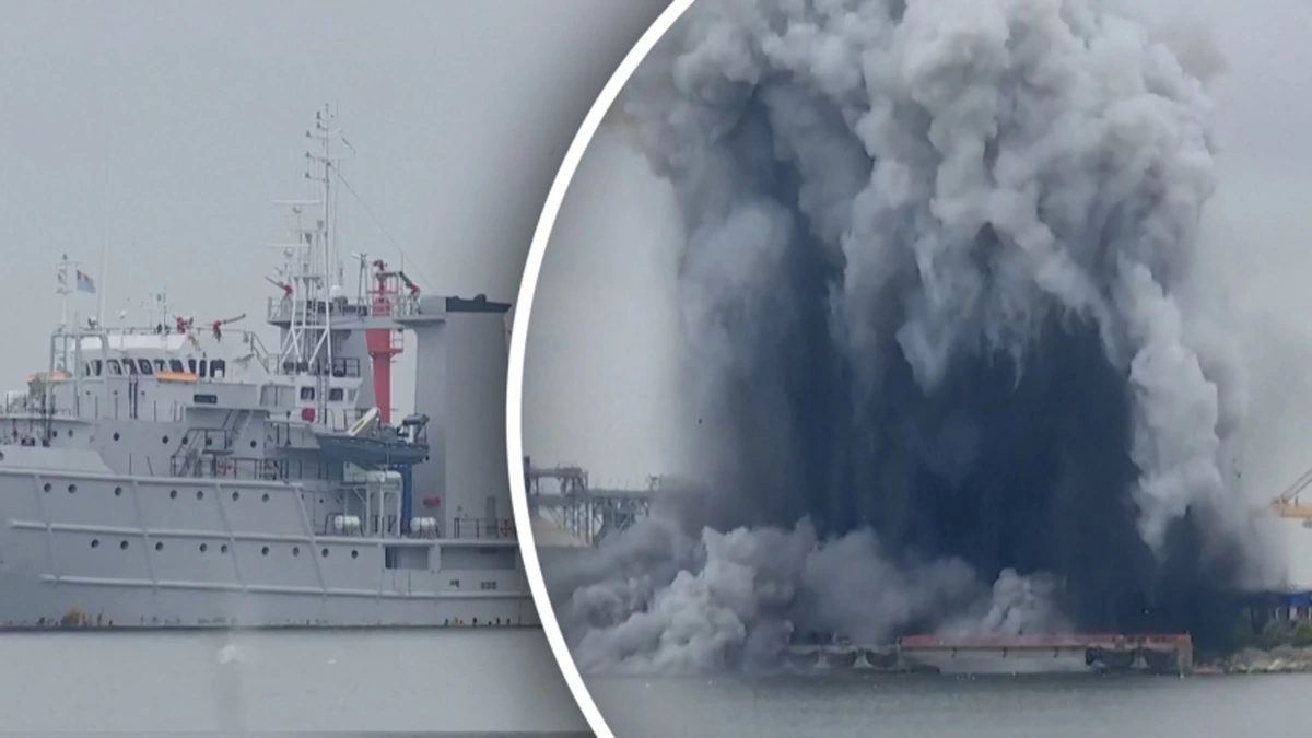 Beelden: drone ontploft in Roemeense havenstad