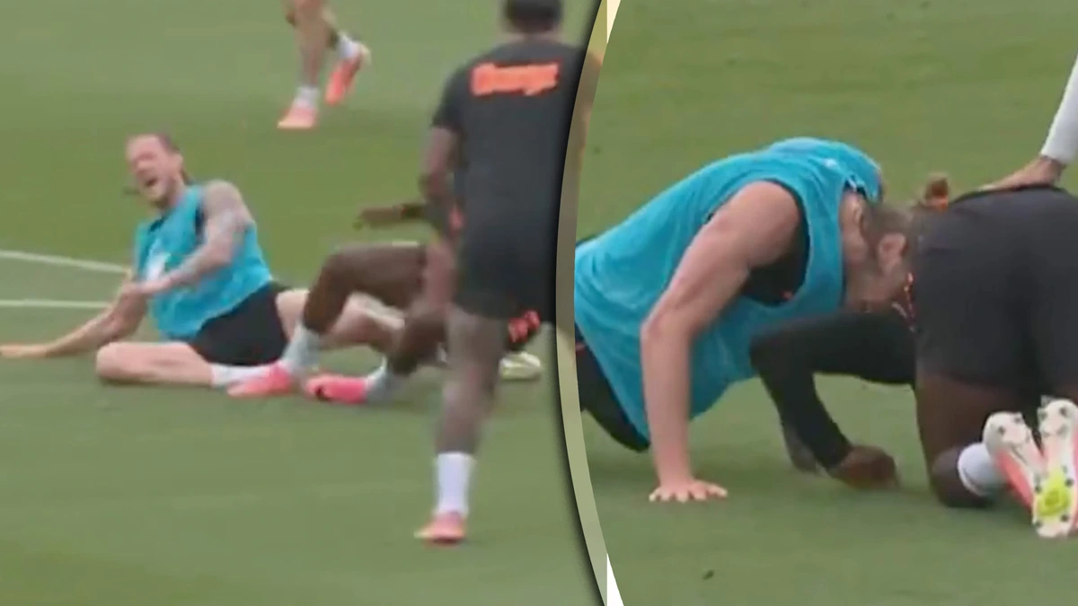 Lutsharel Geertruida breekt training Nederlands elftal af na stevige tackle van Wout Weghorst