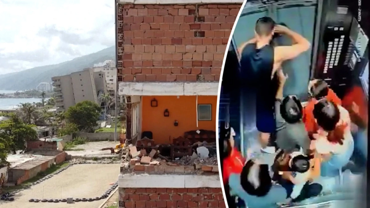 Doodeng: groep mensen komt vast te zitten in lift tijdens aardbeving Venezuela