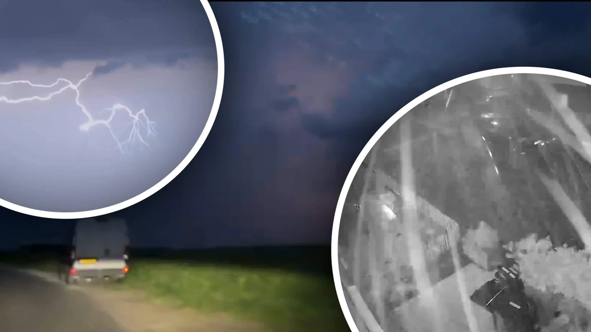 Noodweer slaat toe: bliksem, onweer, harde windstoten en hagelstenen.