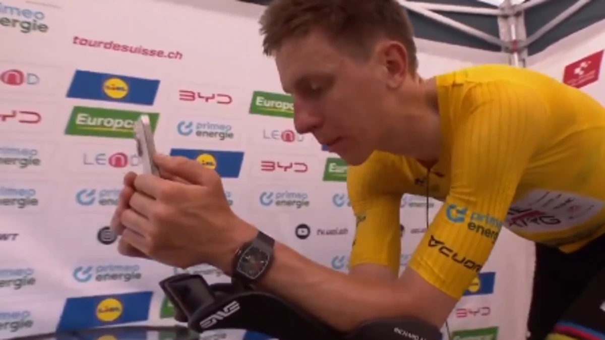 Tadej Pogacar duwt na bewogen dag camera weg, Bart Lemmen geklopt in sprint Ronde van Zwitserland