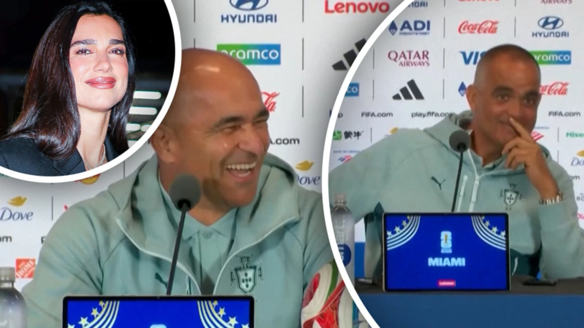 Hilarisch moment: Dua Lipa onderbreekt persconferentie van hoofdcoach Portugal