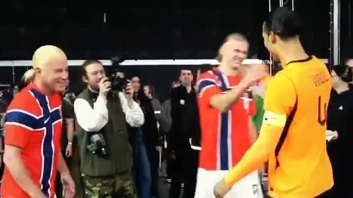 Opmerkelijke ontmoeting: Virgil van Dijk ontmoet Erlin Haaland en vermomde Channing Tatum