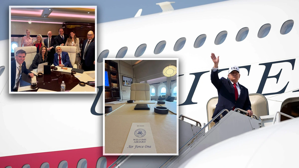 Zo ziet Trumps nieuwe Air Force One er van binnen uit: gouden lampen, stoelmassage, maar ook een broodje ham/kaas