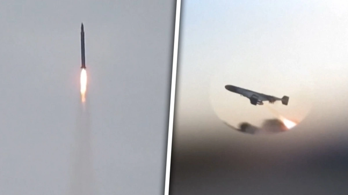 Iraanse staatstelevisie toont beelden van afgevuurde raketten en drones