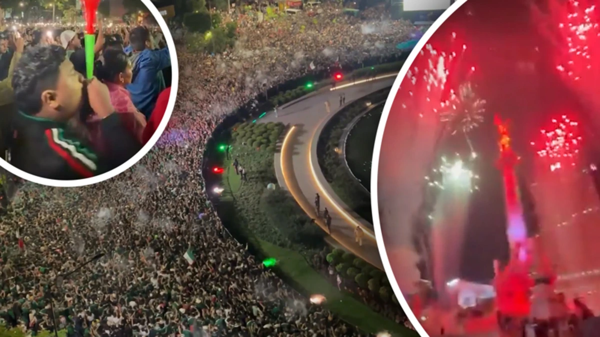 Beelden: Enorme massa Mexicanen viert winst op Ecuador met vuurwerk