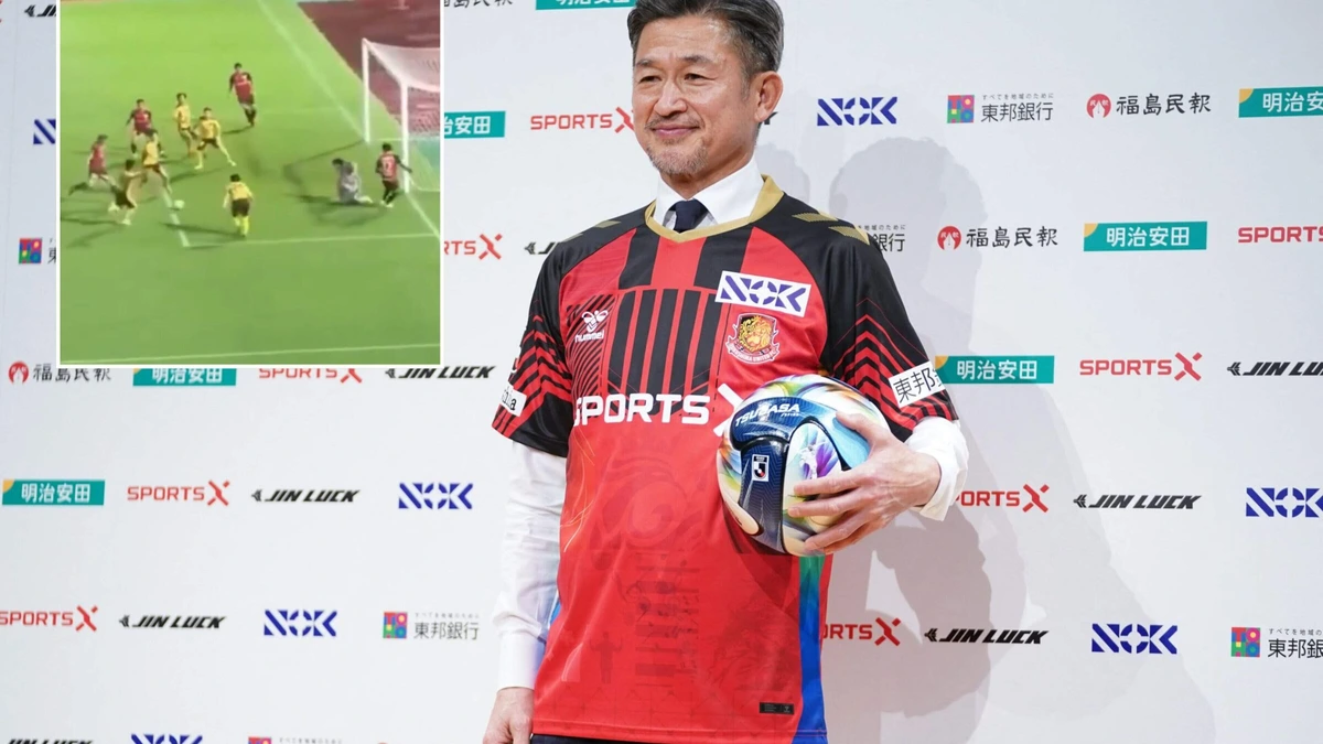 Oudste profvoetballer ter wereld Kazuyoshi Miura (59) na vier seizoenen weer trefzeker