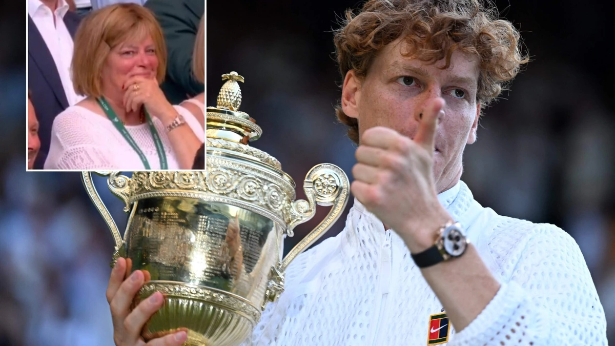 Kampioen Jannik Sinner ziet moeder vluchten tijdens Wimbledon-finale en grapt: ’Niet altijd makkelijk om een tennisser te zijn’