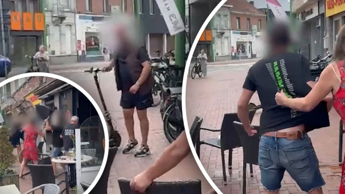 Beelden: agressieve klant verwondt twee mensen bij een café
