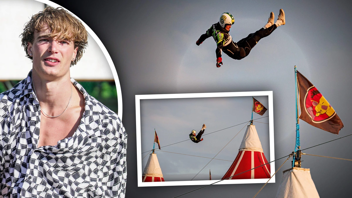 Stuntman Jim (26) raakte bewusteloos na mislukte katapultvlucht op Zwarte Cross: ’Je weet nooit zeker of het helemaal goed gaat’