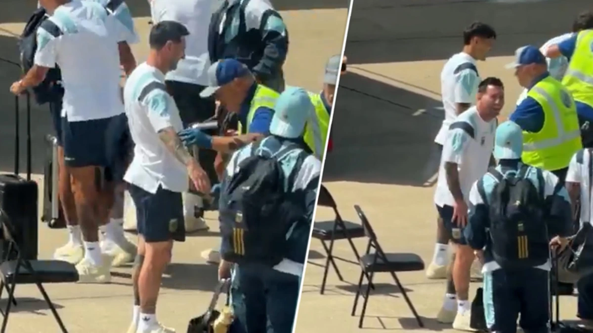 Messi wordt streng gecontroleerd op vliegveld