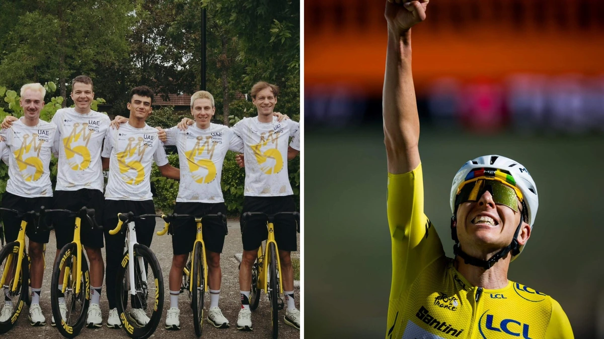 Gouden vijf en kroon op kampioensshirt: zo eert UAE Team-Emirates vijfde Tour de France-eindzege van Tadej Pogacar