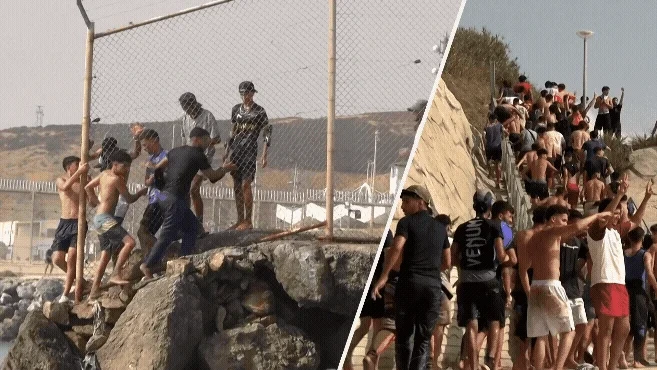 Bizarre beelden: migranten overspoelen Spaanse enclave Ceuta