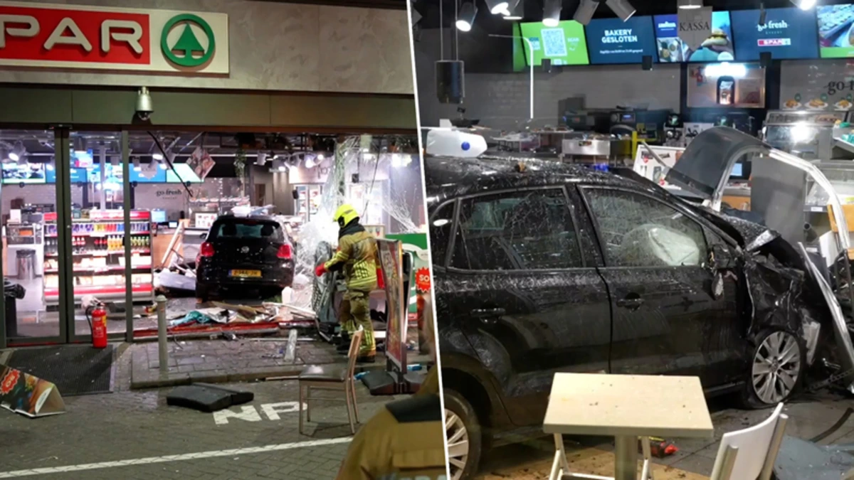 Enorme ravage langs A50: bestuurder rijdt shop tankstation binnen