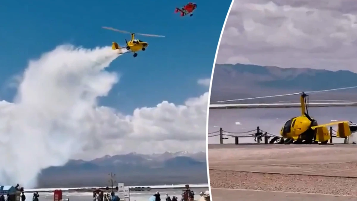 Gyrocopter stort rokend neer op toeristische trekpleister in China: twee gewonden