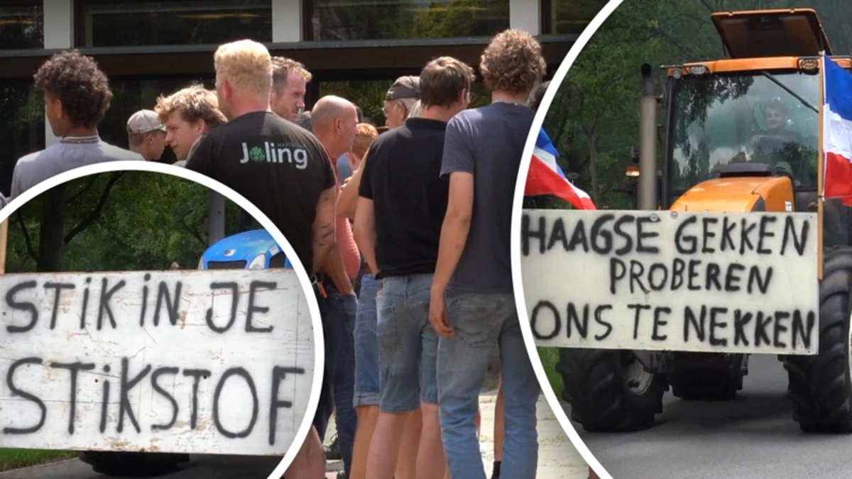 Beelden van boerenprotest tegen stikstofbeleid bij provinciehuis in Assen