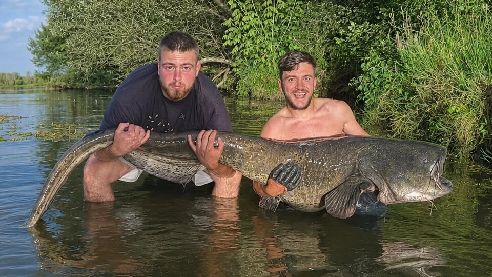 Angler fangen riesigen Wels – und ziehen dann ein ganzes Tier aus seinem Maul