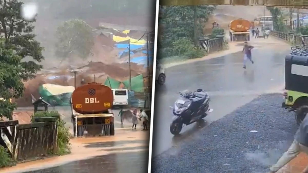Apocalyptische beelden: aardverschuiving in Indiaas district gefilmd