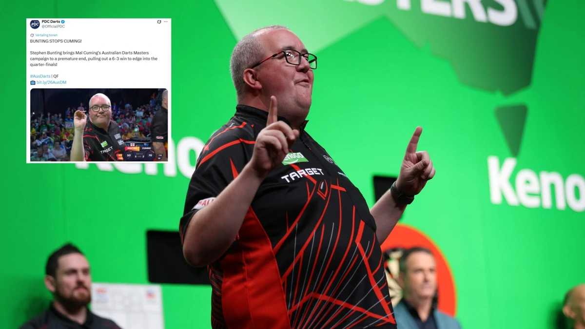 Dartbond PDC krijgt lachers op de hand met dubbelzinnige teksten: ’Bunting stops Cuming’