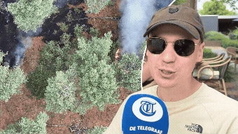 Limburgers op terras terwijl bosbrand woedt: ’Eindelijk gebeurt er hier iets!’