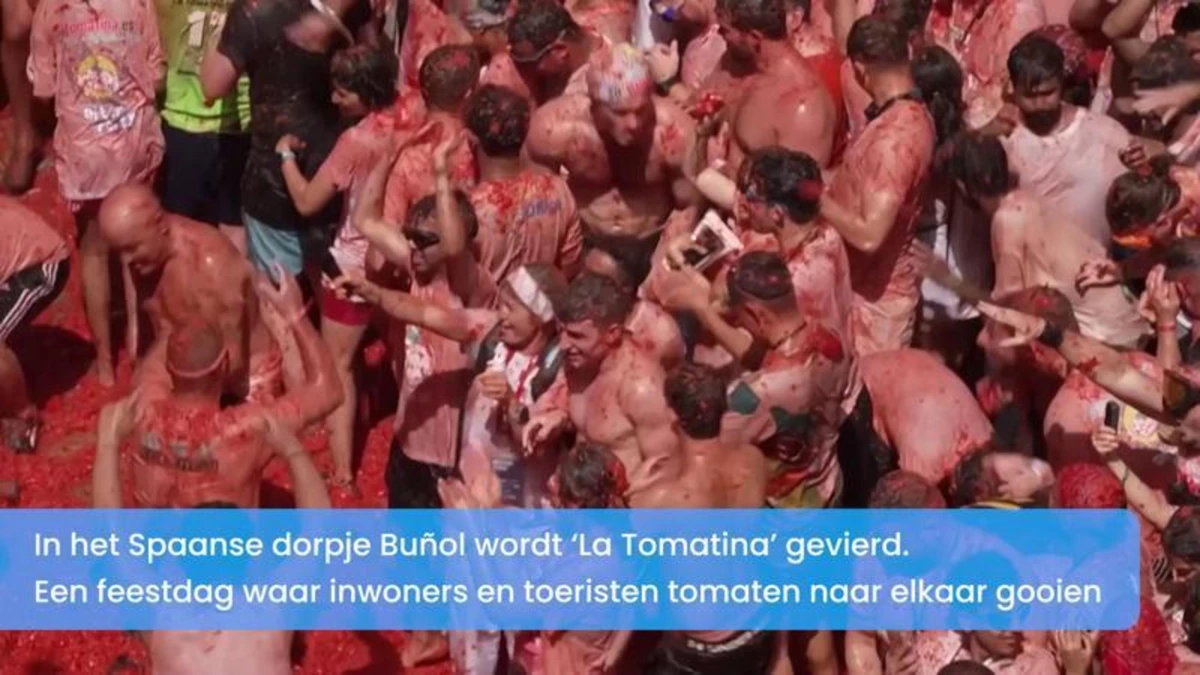 Chaos in Spanje: duizenden mensen bekogelen elkaar tijdens ‘La Tomatina’