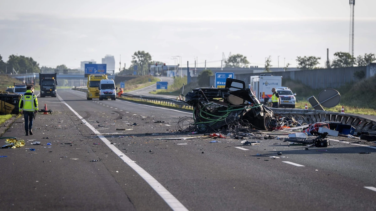 Vijf mensen nog in het ziekenhuis na ongeluk A28 met touringcar