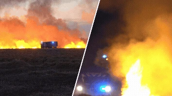 Flinke rookwolken door grote akkerbrand bij Assen