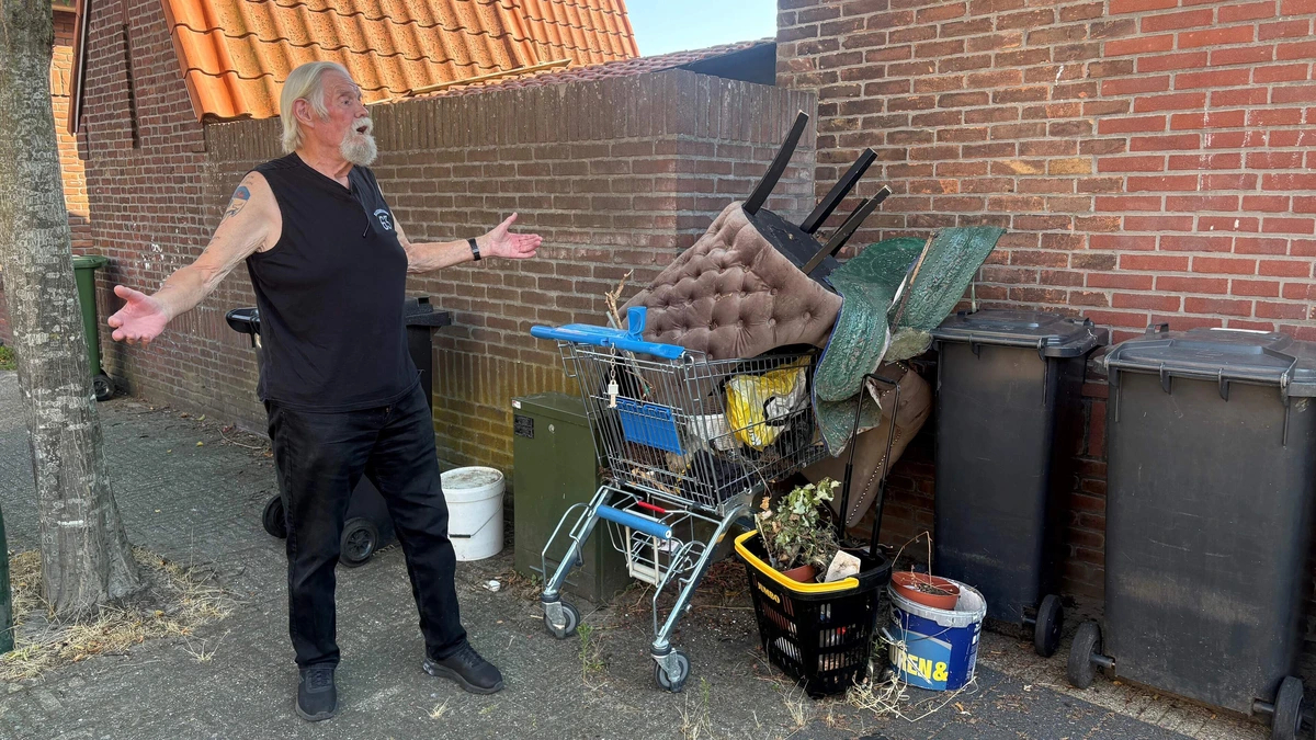 Albert Hekman (83) uit Hilversum ergert zich aan afvalberg en grijze bakken in zijn straat: ’De maden lopen er aan alle kanten uit’