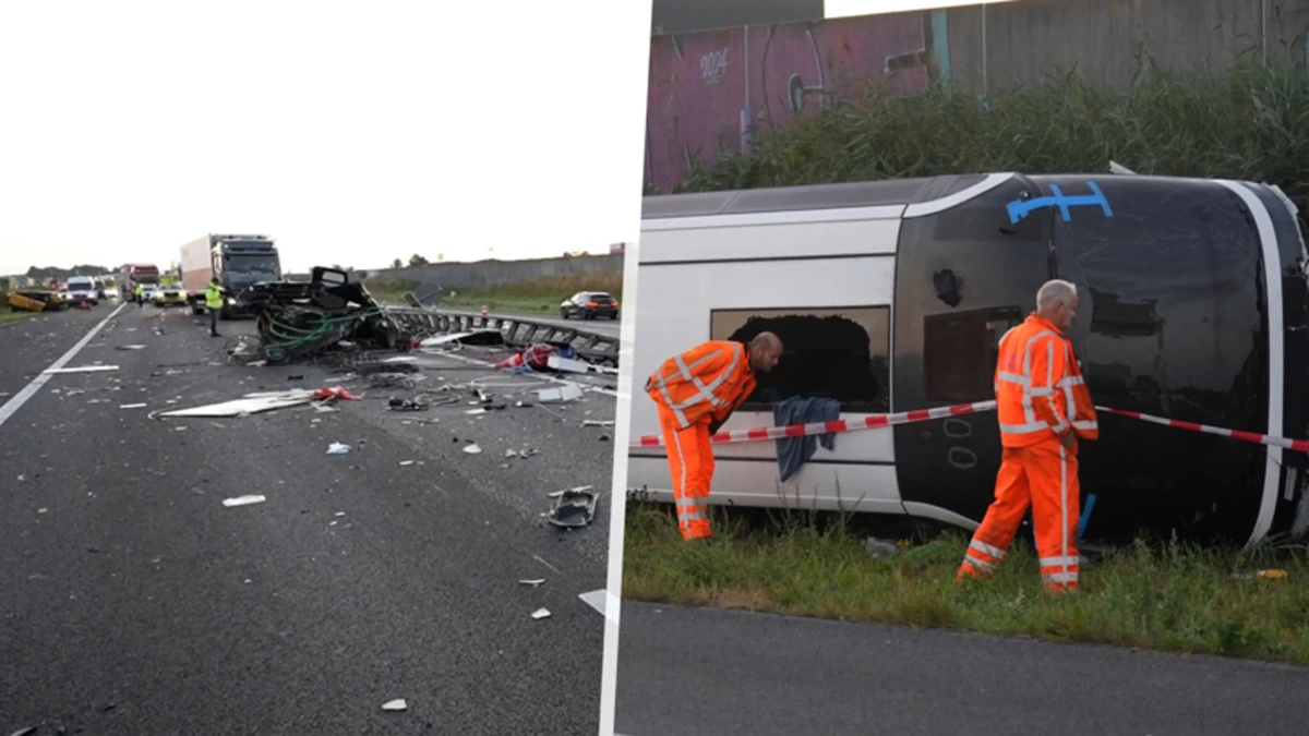 Beelden: gewonden bij ongeluk touringcar en bestelbus op A28