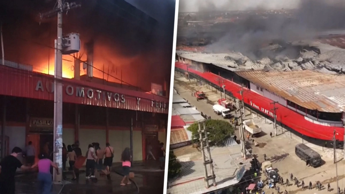 Heftige beelden: brand op markt Bolivia gefilmd