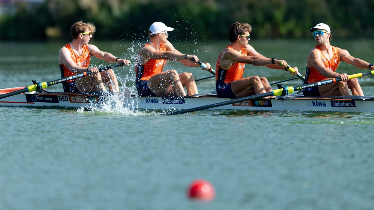 Nederlandse roeiers in de vierzonder verrassen en pakken in spannende finale zilveren medaille op de Bosbaan