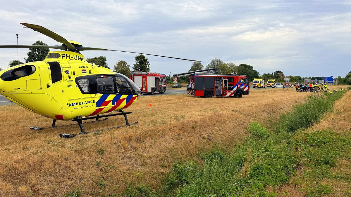 Twee minderjarige meisjes zwaargewond bij ongeluk op A50: gezin zat met zeven personen in zelfde auto