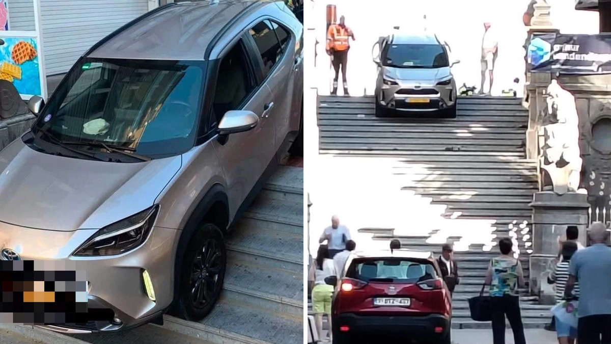 Nederlandse bestuurder (74) vergist zich in straat en rijdt plots van trappen in België: ’Hij volgde zijn navigatie’