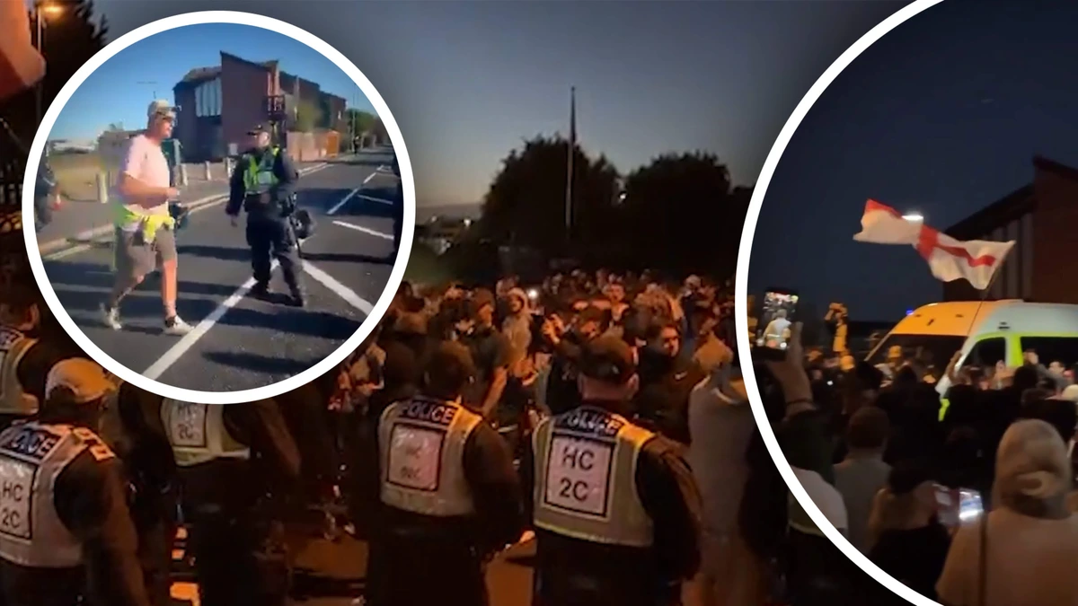 Britse demonstranten blokkeren wegen om aankomst migranten te verhinderen