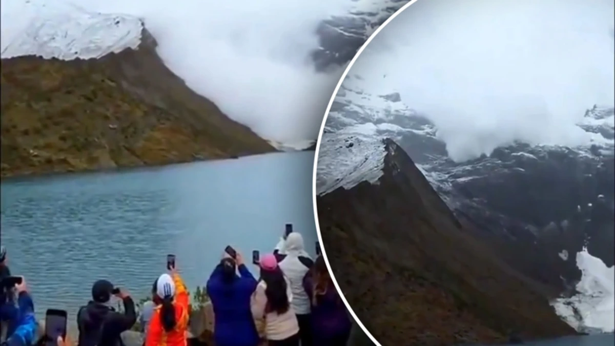 Toeristen filmen heftige lawine bij populaire lagune in Peru