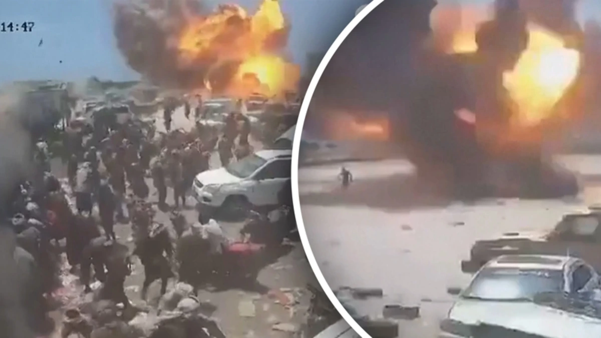 Bewakingsbeelden tonen aanvallen op markt in Jemen