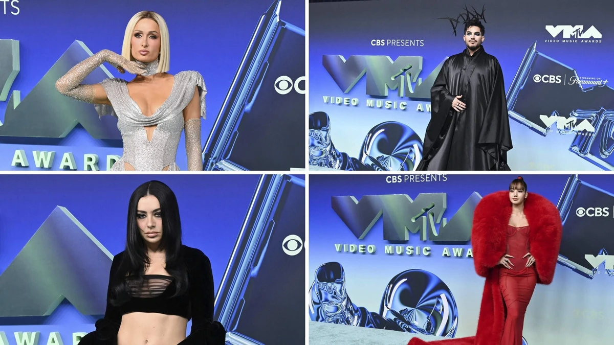 Dit waren de looks van de MTV Video Music Awards: gothic vogelverschrikkers en bloedrode slepen op de blauw-groene VMA-loper