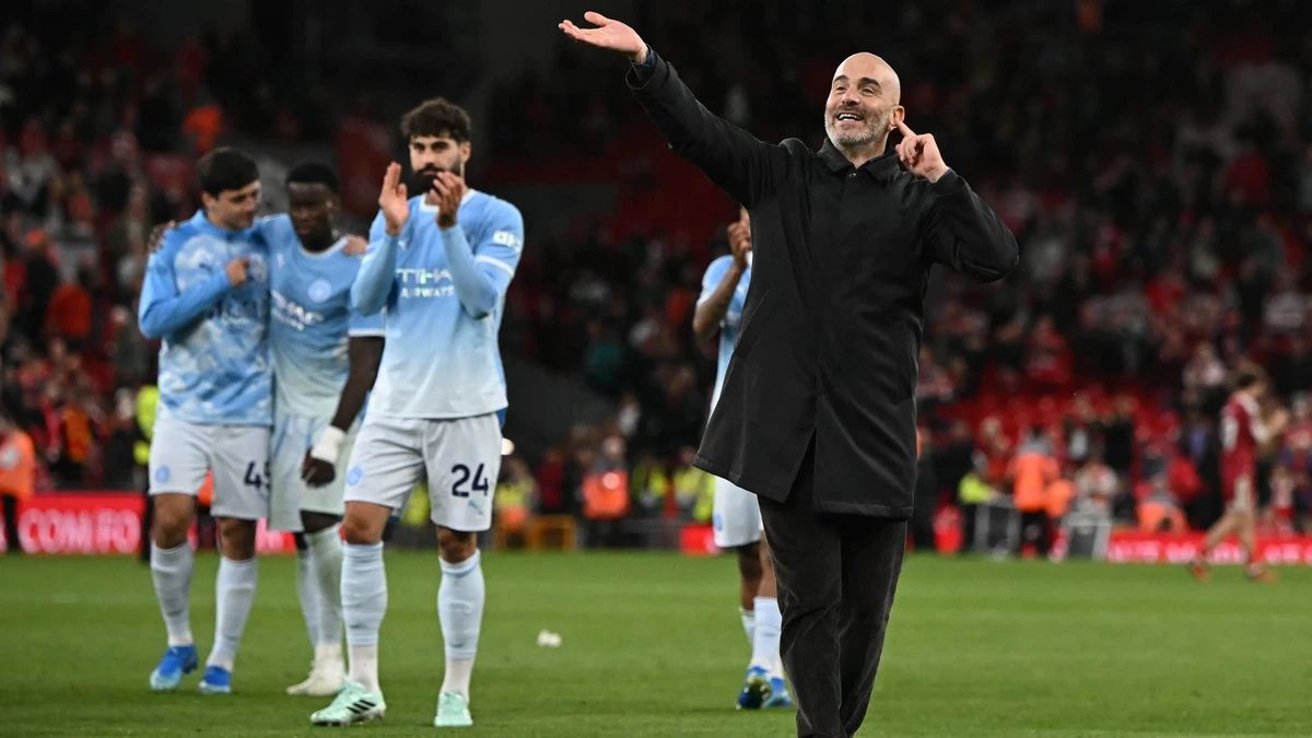 Manchester City-trainer Enzo Maresca prijst spelers na dikke zege bij Liverpool: ’Het was niet makkelijk, dat geluid zal er altijd zijn’
