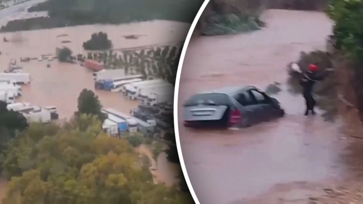 Luchtbeelden tonen noodweer in Spaanse steden