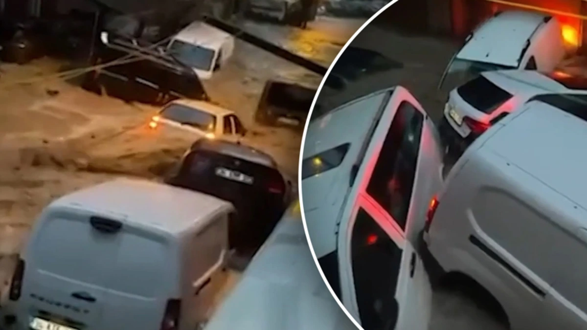 Auto’s weggesleurd door grote overstroming in Turkije