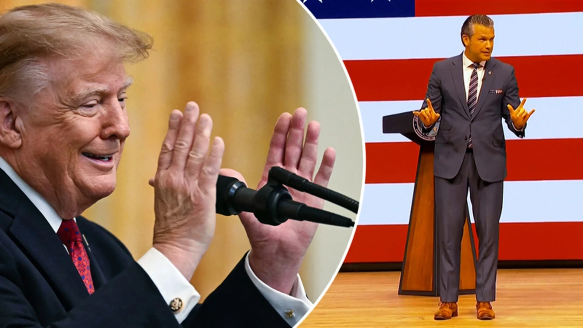 Pete Hegseth doet de perfecte Donald Trump impressie met oranje gloed en al