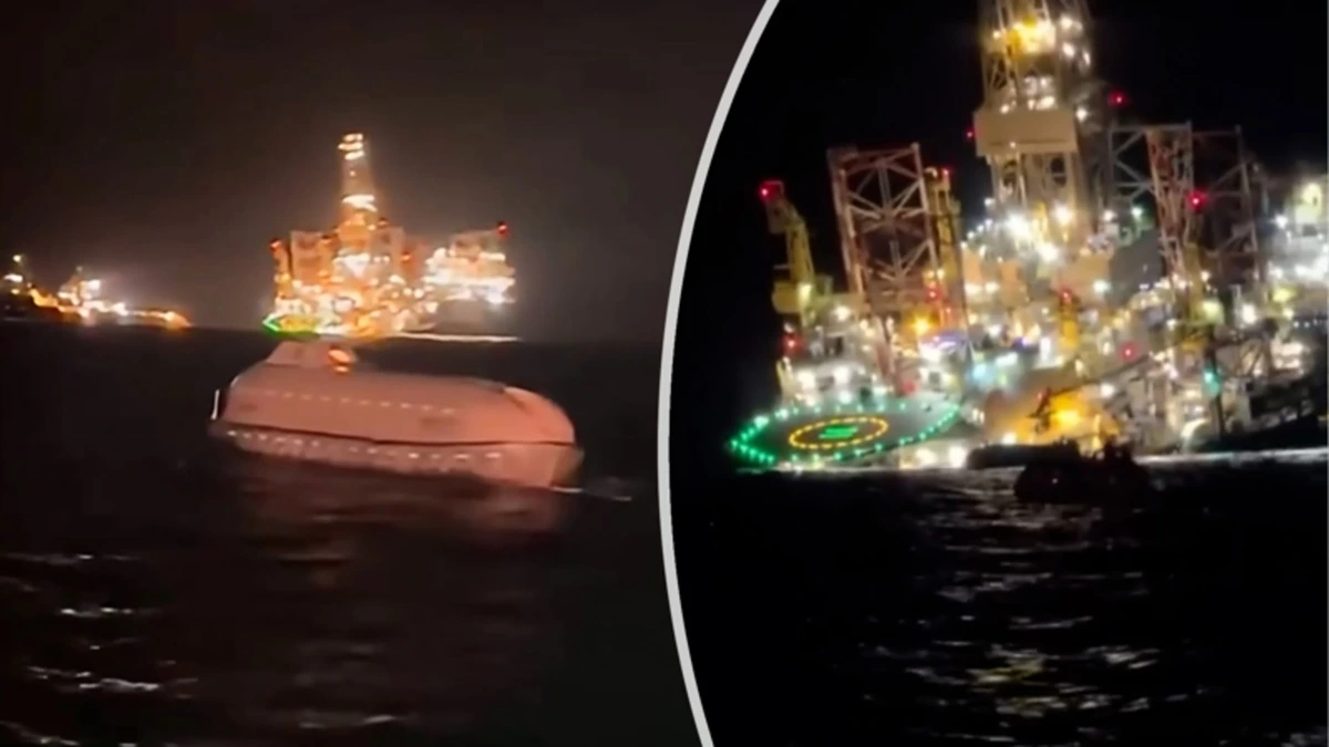 Dramatische beelden op zee: enorm boorplatform zinkt voor Afrikaanse kust