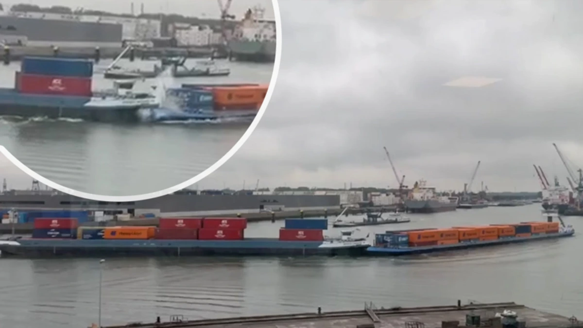 Harde botsing in Rotterdamse haven: schepen knallen op elkaar