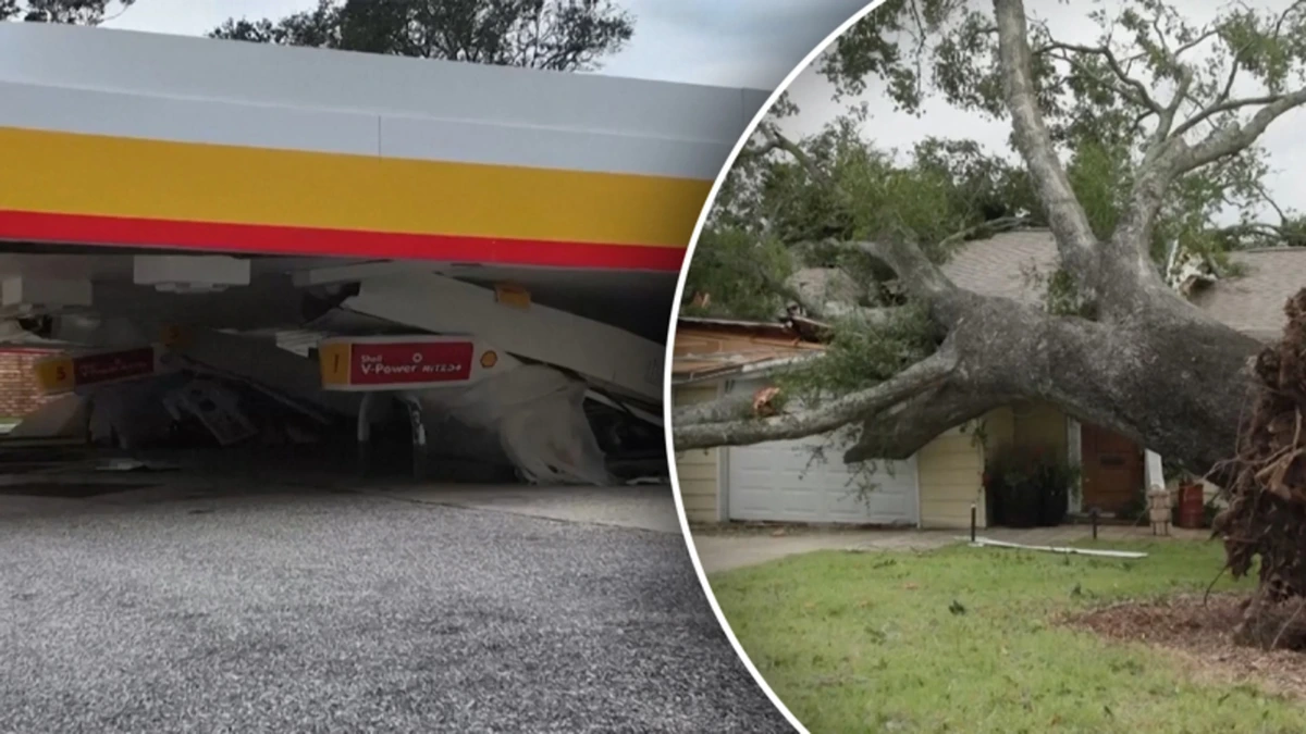 Orkaan Isaias vernietigt Shell-tankstation en ontwortelt meerdere bomen in VS