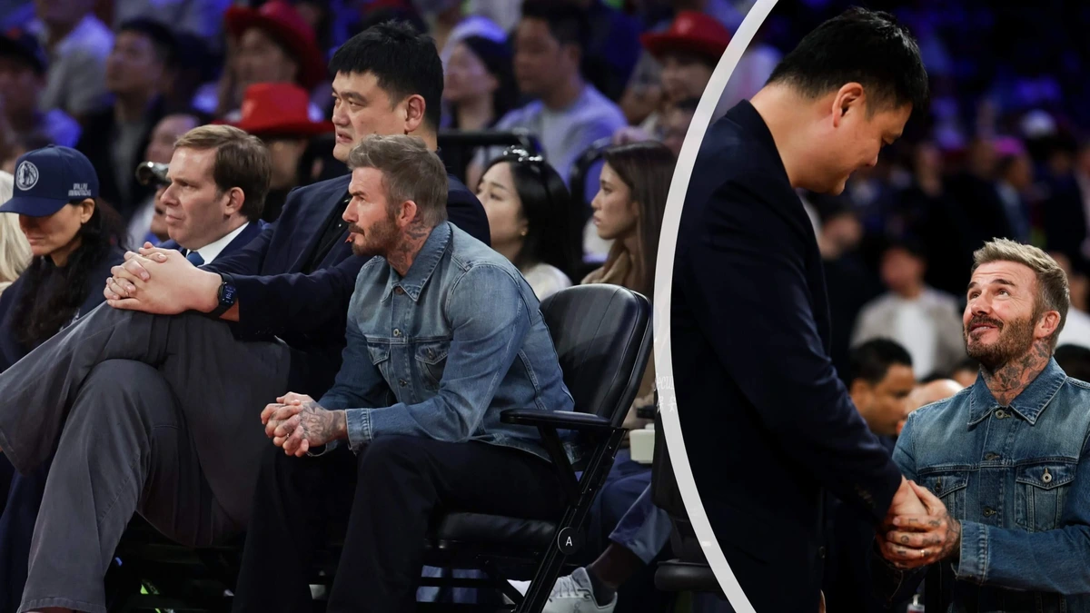Beelden van David Beckham naast voormalige NBA-ster Yao Ming gaan rond door gigantisch lengteverschil