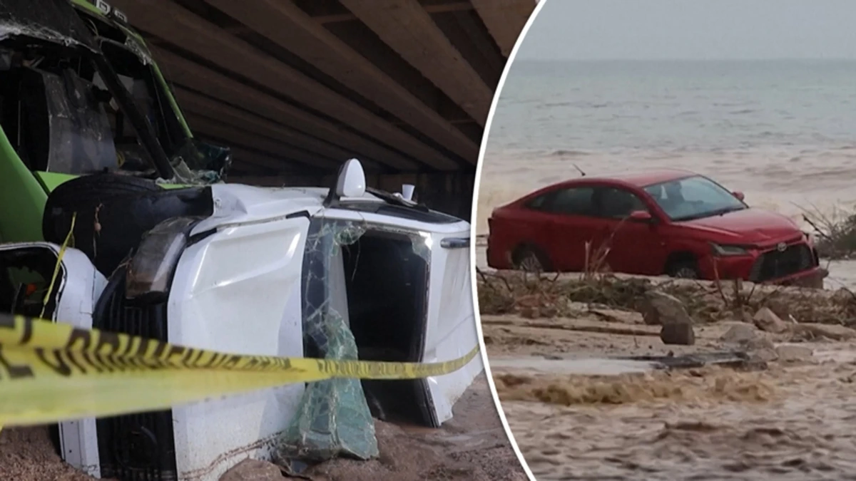 Strand ligt vol met voertuigen na tropische storm Vance